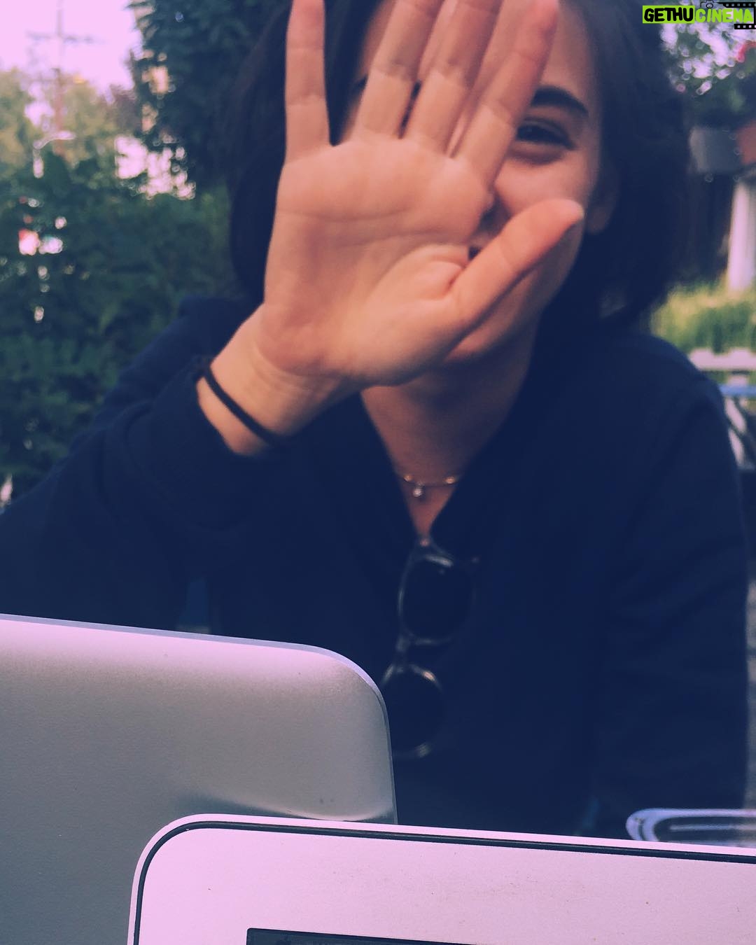 Bridgit Mendler Instagram - Hard at work or hardly working with @pongypal