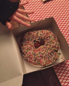 Bridgit Mendler Instagram - Biggest donut everrrrrr HAPPY BELATED NEW YEAR WORLD!