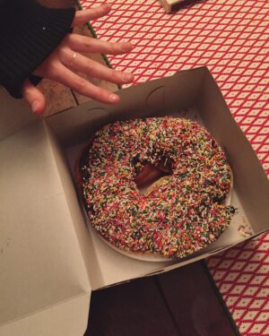 Bridgit Mendler Instagram - Biggest donut everrrrrr HAPPY BELATED NEW YEAR WORLD!