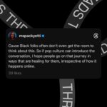 Brittany Packnett Instagram - so listen… I’m truly not interested in arguing with folks about this. I *am* interested in conversations about Black American identity. For *me,* I saw reclamation immediately. I saw Langton Hughes’ “I, Too, Sing America.” Marian Anderson at the Lincoln Memorial. Memorial Day actually being founded in part by freed Black people. I saw my ancestors, James and Ebenezer, joining the US Colored Troops in the civil war, fighting and dying not just for their freedom but to free the soul of a nation* from the tyranny of oppression—a fight we continue to this day. And I think often about if I’ve allowed white supremacy to diminish what that flag may or may not have meant to them. A Black American’s relationship with the USA is individual and complicated—and I ask, to whom does the shame belong? I think, in her very unusual turn of giving us paragraphs for a caption where she normally gives us air (lol), this is what she was expressing regarding *her* intentions. That’s what I read, anyway. AND. (Not but!) I know that it was actually triggering for others, and that is more than justified. Especially in the context of what this government has done & is doing across the world in our names. Palestine is but one example. The current unrest in multiple Black countries can absolutely be traced back to American (and euro) colonialism and industry, to say nothing of Indigenous sovereignty right here on Turtle Island. I read this as a Black church girl from heartland America. And a Black girl who grew up right next to me might have seen something totally different. Which leads me to my hope, as stated in the threads shared above. Black American identity is COMPLEX and filled with enough to reflect on for a lifetime. But it is rare, at least in my view, to see Black Americans get the space to grapple with this in ways that aren’t either judged harshly or co-opted by xenophobes with Tr*mp ties. And if you, like me, are a Black American, descended of enslaved Africans, watching this conversation and wondering where you land: it’s ok to take this as an invitation to feel and journey without judgment. We deserve that. Love y’all, fam.