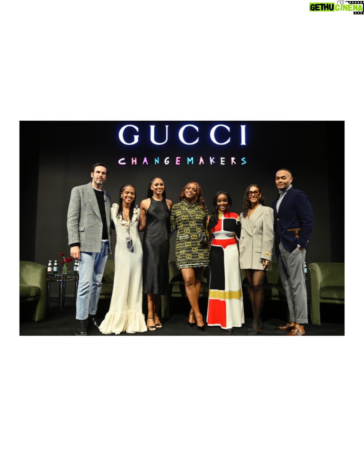 Brittany Packnett Instagram - @gucci changemakers. chapter v. ***APPLY for the Changemaker Impact Fund and Scholarships at https://equilibrium.gucci.com/*** in the home of gogo and movements, power and culture, where everything you love was given to you by people of color, we launched the fifth chapter of Gucci’s Chnagemaker investments. Since 2019, our mighty band of changemaker council members have worked hand in hand with Gucci designers and executives at the very top. We’ve advised on equity advancements that have been made within the house, and on how and where and in whom to invest in. $6.5M later in scholarships, impact funding, and investment in emerging creators from marginalized backgrounds later, I’m so proud to be a part of this work—and y’all know I am P I C K Y. When COVID came, these funds never diminished, and this program was not only protected but a fully integrated, longitudinal part of the work and story. And to top it off, I had the honor of narrating our new hero spot for Changemakers—and moderate a panel of the most brilliant, innovative, unapologetic young Black women creators, artists and leaders spaces like this have ever seen. We are on incredibly good hands. We are changemakers. And we act like it. A special thank you to @dappertrav, @archivedaren and the entire Gucci team, Kennedy Center team, and the beautiful audience that gathered to create not just a beautiful evening, but to keep the movement going. God bless the Changemakers.