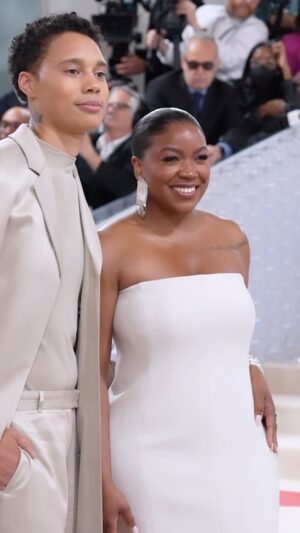 Brittney Griner Instagram - Our first time attending the #MetGala, come GRW•US! Click the link in bio to see behind the scene in full and get all the details on our looks! 

Custom Look by: @calvinklein 
Styled by: @courtneydmays 
BG’s Grooming: @adammaclay 
BG’s Barber: @regdabarber 
Relle’s Hair: @michelleandhair 
Relle’s Makeup: @reneemadeulook 
Relle’s Manicurist: @theset.bykj