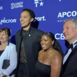 Brittney Griner Instagram - We are in awe from The White House Correspondents’ Association’s dinner last night. The first amendment is so important and we’re grateful to live in a country that recognizes freedom of speech. Major thank you to the courageous journalist from our past, present, and future for truth-telling and being the foundation for radical change. Our prayers go out to the families of Evan Gershkovich (Russia) and Austin Tice (Syria)— reporting is not a crime and we must bring them home. @gayleking and the entire CBS family, thank you for having us as your guest. Your hospitality was unmatched. Styled by: @calvinklein & @courtneydmays MUA: @lolasbeautymark Hair: @jadajenkinsco #WeAreBG #BringOurFamiliesHome