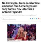 Bruna Lombardi Instagram – Recebi uma linda e tocante homenagem no @domingao e agradeço @lucianohuck que foi muito generoso.
Foi demais ver os depoimentos de @antoniofagundes @tonyramos_oficial e @antonioneylatorraca que são além de grandes atores, amigos queridos com quem tive a sorte de trabalhar.
Amados, super obrigada de ❤️

#homenagem
#alegria
#amigos