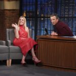 Busy Philipps Instagram - i’m pretty sure that any actor will tell you, the MOST important thing to do before an appearance on a late night show is to practice your sitting(which is what i was doing when this very candid pic of me was taken🤷‍♀️) THANK YOU to my friend @sethmeyers and @latenightseth for letting me talk about all the things- the parenting decisions i’ve made, Girls5eva on @netflix , Mean Girls on @paramountplus , Busy This Week coming to @qvchsnplus MAY 8 💕 and also my general lack of chill which is very real ❤️ please —-> for a special moment with @shutup_lutz GLAM CREDITS: @gitabass on makeup! @matthewmonzon on hair! styling by @daniandemmastyle assisted by @ashleyafriyie Credits for the look are: Dress @jacobleeofficial Shoes @alexanderwangny Jewelry @suzannekalan @graceleedesigns @leonyvonne