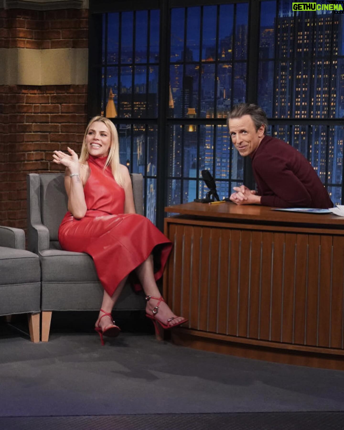 Busy Philipps Instagram - i’m pretty sure that any actor will tell you, the MOST important thing to do before an appearance on a late night show is to practice your sitting(which is what i was doing when this very candid pic of me was taken🤷♀️) THANK YOU to my friend @sethmeyers and @latenightseth for letting me talk about all the things- the parenting decisions i’ve made, Girls5eva on @netflix , Mean Girls on @paramountplus , Busy This Week coming to @qvchsnplus MAY 8 💕 and also my general lack of chill which is very real ❤️ please —-> for a special moment with @shutup_lutz GLAM CREDITS: @gitabass on makeup! @matthewmonzon on hair! styling by @daniandemmastyle assisted by @ashleyafriyie Credits for the look are: Dress @jacobleeofficial Shoes @alexanderwangny Jewelry @suzannekalan @graceleedesigns @leonyvonne
