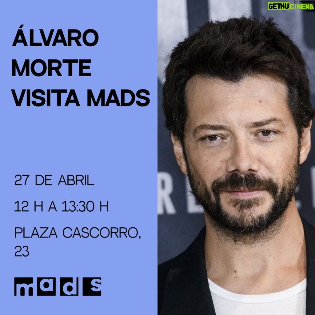 Álvaro Morte Instagram - Este sábado 27 de abril tenemos MADS con @alvaromorte, actor de @lacasadepapel ¡Os esperamos! Entrada gratuita hasta completar aforo (link en story)