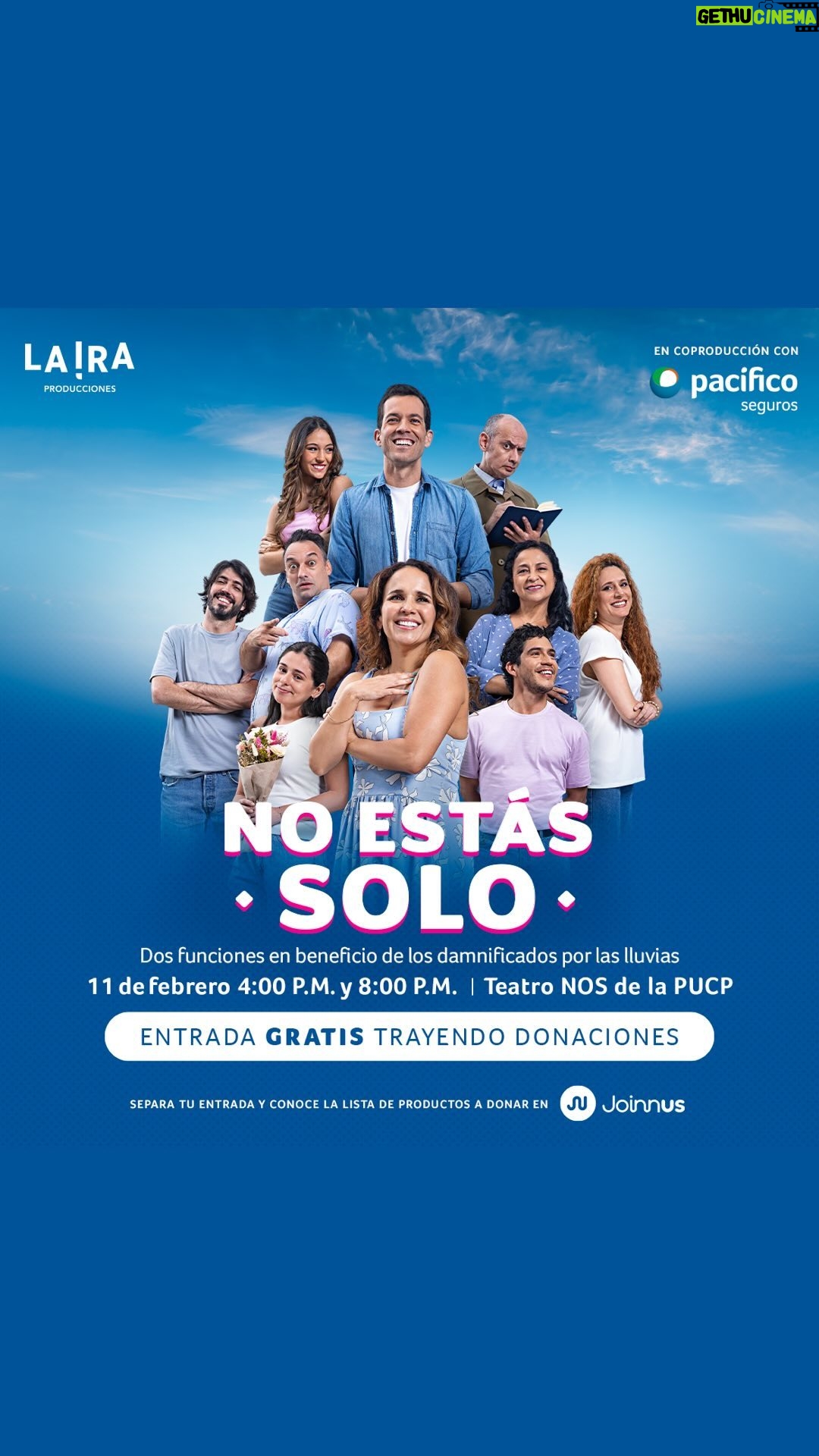 Érika Villalobos Instagram - ¡Cada vez falta menos y no podemos esperar más! ✨😱 Este domingo 11 de febrero estrenamos “No estás Solo” en el Teatro NOS PUCP.
Dos únicas funciones, a las 4 p.m. y 8 p.m., a beneficio de los damnificados por las lluvias. 🚨Recuerda que si no conseguiste entrada, puedes anotarte en la lista de espera enviándonos un DM a la cuenta de @lairaproducciones con tu nombre, apellido, DNI, teléfono, correo y podrás entrar solo con tus donaciones.
Te recordamos la lista de productos a donar:
-2 tarros de leche -2 kg de arroz (envasado) -2 latas de atún -1 kg de fideos (envasado) -1 kg de menestras (envasado) ¡No faltes! Una producción de @lairaproducciones y @Pacifico_seguros