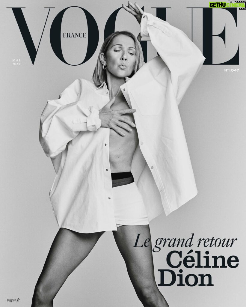 Céline Dion Instagram - She’s back! @CelineDion is making her big comeback on the cover of our May issue. "I’m honored to be doing a photo shoot for Vogue France. I’m very proud that, at 55, I’ve been asked to reveal my beauty. But what is beauty? Beauty is you, it’s me, it’s what’s inside, it’s our dreams, it’s today. Today, I’m a woman who is feeling strong and positive about the future. One day at a time." - Céline Dion. Click on the link in Vogue France’s bio to read our exclusive interview with Céline Dion. Available on newsstands and online on 24 April. Elle revient ! @CelineDion fait son grand retour, en couverture de notre numéro de mai. « Je suis honorée de faire un photoshoot pour Vogue France. Je suis très fière qu’à 55 ans, on me demande de révéler ma beauté. Mais c’est quoi la beauté ? La beauté, c’est vous, c’est moi, c’est l’intérieur, ce sont nos rêves, c’est aujourd’hui. Aujourd’hui, je suis une femme qui se sent très forte pour avancer. Un jour à la fois. »- Céline Dion. Direction le lien en biographie de Vogue France pour lire notre entretien exclusif avec Céline Dion. Disponible en kiosque et en ligne le 24 avril prochain. @CelineDion wears a @Balenciaga shirt, @Calzedonia tights and @Chopard earrings. Photographer: @cassblackbird Stylist: @luxurylaw Makeup: @scottbarnescosmetics Hair: @designedbydeeamore Manicure: @nailglam Production: @prodn_artandcommerce Entertainment and VIP consultant : @lamarquisette Head of Editorial Content: @eugenietrochu Special thanks to @sylvia_jorif and @jadepsimon Global Creative Director:@raulmartinez1224 Casting Director: @wintagme #voguefrance #celinedion #celine24 #balenciaga #chopard