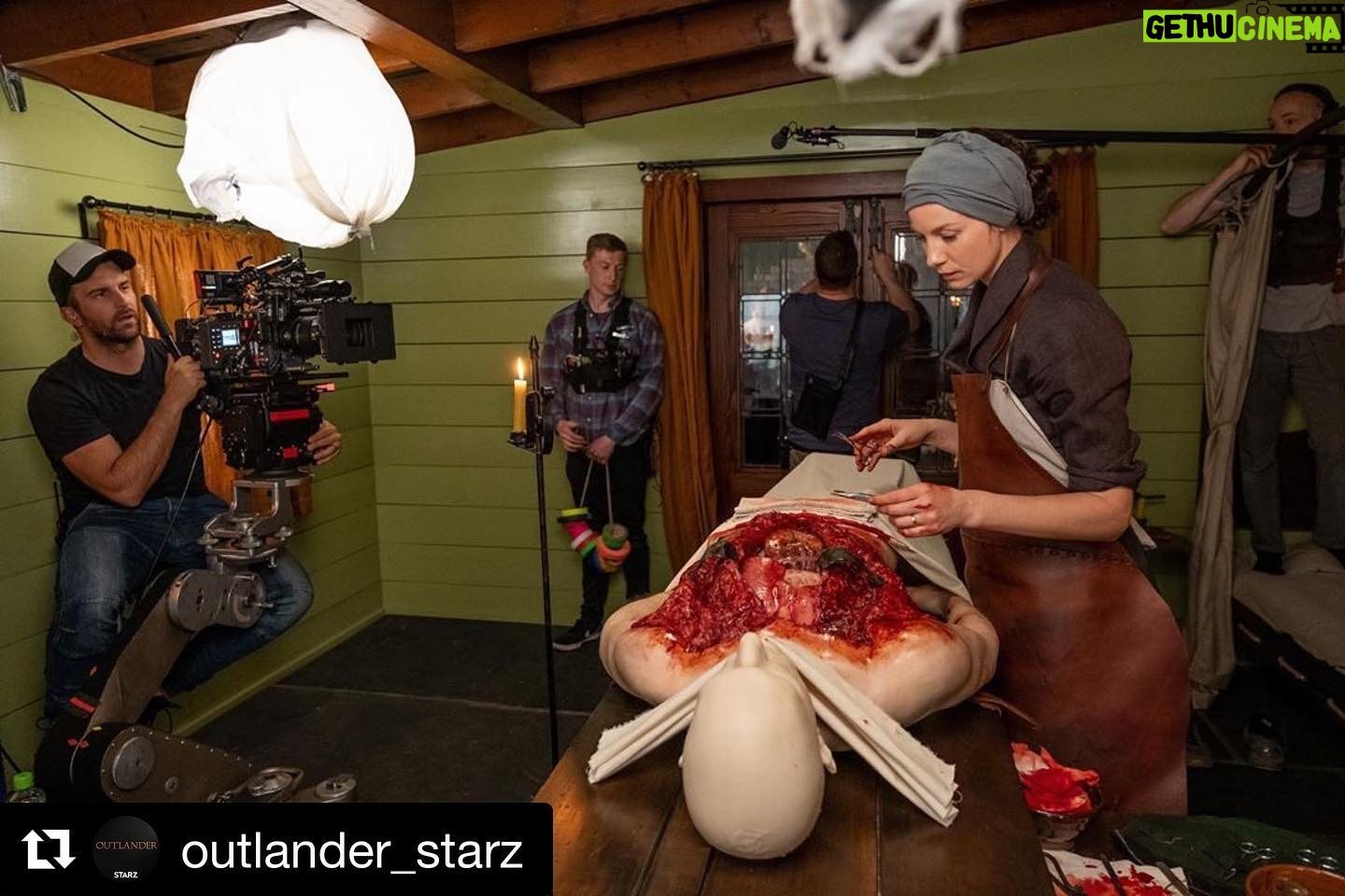 Caitríona Balfe Instagram - Okay Caitríona. Now can you put it all back together..? Hey @steadimike did you see where I put his liver..? @outlander_starz #outlanderseason5 #clairefraser
