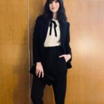 Caitríona Balfe Instagram - In Paris we wear @ysl …. Press night for @belfastmovie … Have you seen it yet?? @focusfeatures Glam: styling @karlawelchstylist Makeup @marywilesmakeup Hair and creator of impromptu impulse bangs - @garethbromell