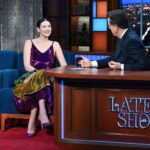 Caitríona Balfe Instagram - Had the most fun talking to the wonderful and lovely @stephenathome on the @colbertlateshow about all things @belfastmovie …. Thank you so much for having me 💗 Styling @karlawelchstylist wearing @loewe 💄 @marywilesmakeup @djquintero @focusfeatures @belfastmovie @outlander_starz