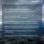Caitríona Balfe Instagram - Hey #Outlander fans! Save the date because @starzplayuk has a very special Valentine’s gift coming your way with a chance to attend the Outlander Season 6 World Premiere Event in London! ❤Link in bio.​