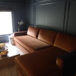 Caity Lotz Instagram – I’m so in love with this rust sleeper sectional from @interiordefine ! We got to customize the size, color, and cushions to get exactly what we needed for the room. We wanted a movie room/den, but also needed a place for guest so this sleeper sofa was the perfect solution. The coffee table is from @thehavenly and the leather chair also from @interiordefine #defineby @theinside  Promo code: CAITY20