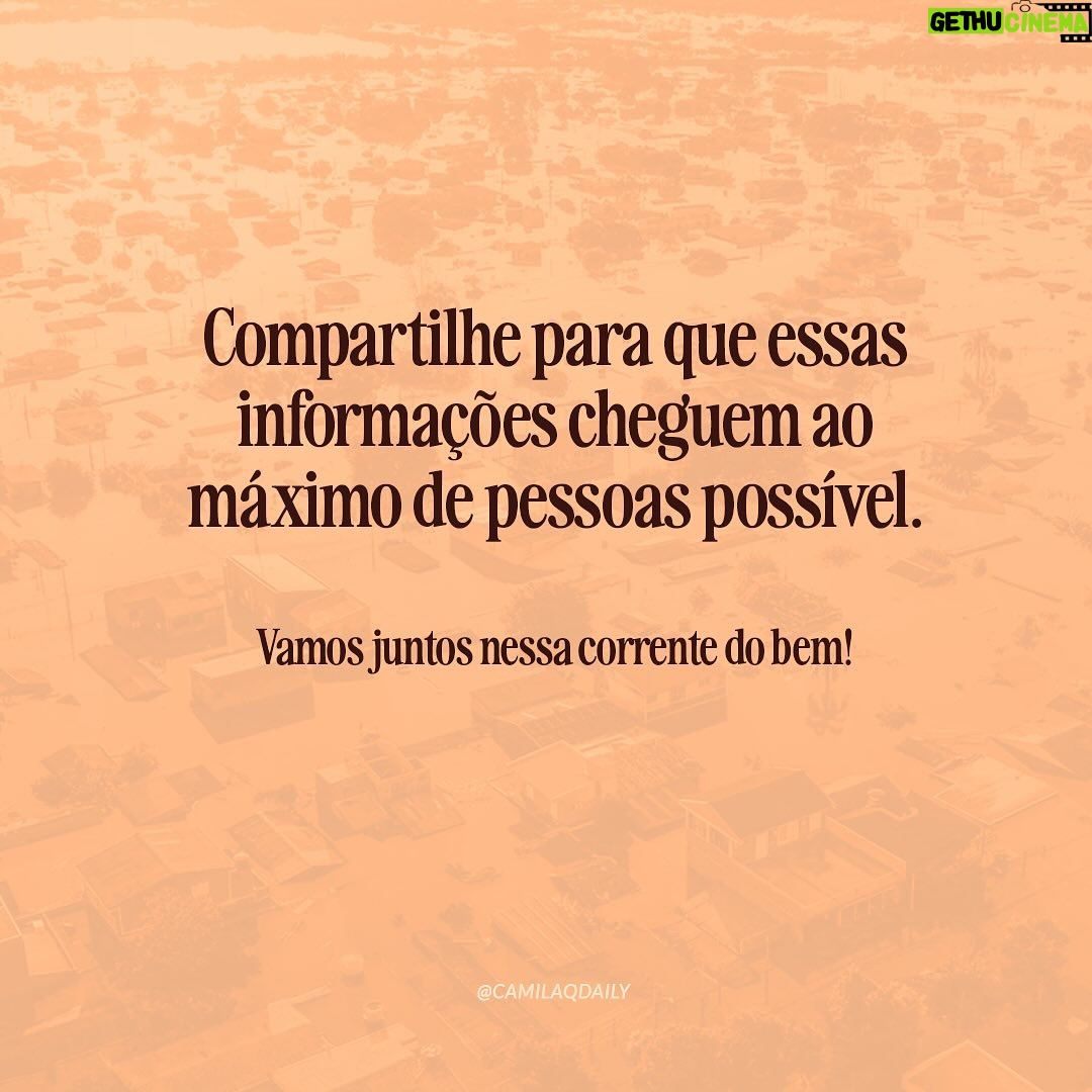 Camila Queiroz Instagram - Diante da situação de calamidade em que se encontra o Rio Grande do Sul, todos nós devemos nos mobilizar e ajudar de alguma maneira! Seja com alguma quantia financeira, com itens, com o tempo de voluntariado ou compartilhando informações verídicas e instituições verdadeiramente engajadas na causa. Por isso, separemos algumas organizações que estão empenhadas em ajudar o Sul em diversos âmbitos: com apoio às famílias locais, com resgate e cuidado de animais que ficaram ilhados, com suporte às populações indígenas e com auxílio para que as famílias encontrem crianças desaparecidas. Compartilhem para que cheguem a mais pessoas e ajudem da forma que puderem! Nesse momento, qualquer ajuda conta muito: ❤️🩹🙏🏻 #SOSRioGrandeDoSul