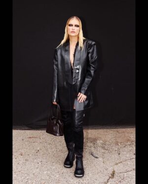 Camille Razat Instagram - Thanks @mm6maisonmargiela for having me 🖤I loved every look. Now, I wanna change my whole wardrobe and only wear this collection. Confortable, edgy, well cut.