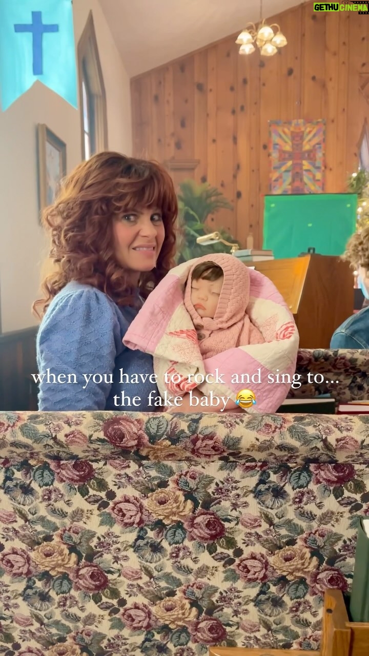 Candace Cameron-Bure Instagram - That’s just my baby doll 🩷🎶 — I promise at one point it is a real baby, but I guess you just have to go see Unsung Hero this weekend and find out 😜 @unsungheromovie #unsungheromovie #behindthescenes