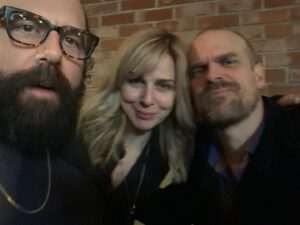 Cara Buono Instagram - #fbf to table read thru shenanigans. I think you guys were trying to scare me? I can’t believe that was 2020! 
@dkharbour 
@brettgelman 

#strangerthings #shenanigans #behindthescenes