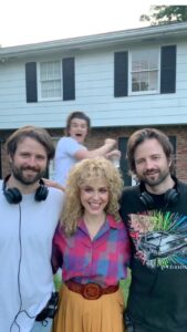 Cara Buono Instagram - #tbt to getting photobombed by Joe and Millie #strangerthings #joekeery #milliebobbybrown #setlife #instagood #photooftheday #photobomb #ilovemyjob #karenwheeler #80s #80shair #perm