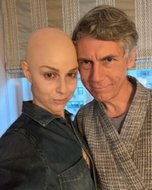 Cara Buono Instagram - Back posting! There were so many things I didn’t get to posting. This is something different for me that I worked on. With my wonderful costar @mrchrisparnell. When @thelaurakoski shaved my head ;) Amazing work ❤️ Laura!

#hairtransformation #instagood #setlife #ilovemyjob