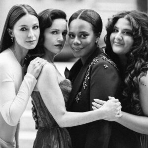 Carla Gugino Instagram - In honor of #girlsonthebus now being in your hot hands, Peeps! 🔥 on @streamonmax, sharing some gorgeous images that the great @thealexandraarnold 📸 ♥️ snapped of us on premiere night in #NYC.  Love these superrrr talented huge hearted ladies in front and behind the camera. 🥂 And 👏🏼 to @brigittemakeup and @sebastianscolarici for working on the fly as we rolled out onto the streets of New York with lots of inspiration and no plan! 💥