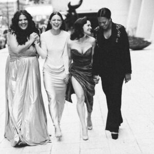 Carla Gugino Instagram - In honor of #girlsonthebus now being in your hot hands, Peeps! 🔥 on @streamonmax, sharing some gorgeous images that the great @thealexandraarnold 📸 ♥️ snapped of us on premiere night in #NYC.  Love these superrrr talented huge hearted ladies in front and behind the camera. 🥂 And 👏🏼 to @brigittemakeup and @sebastianscolarici for working on the fly as we rolled out onto the streets of New York with lots of inspiration and no plan! 💥