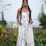 Carlacia Grant Instagram - A Flower in Bloom. 🌸🌺💐💕 Thank you @netaporter for a lovely evening amongst great artists. This dress is a stunning piece of art designed by @erdem Glam @orettac @hushbychloe @seanharrismakeup