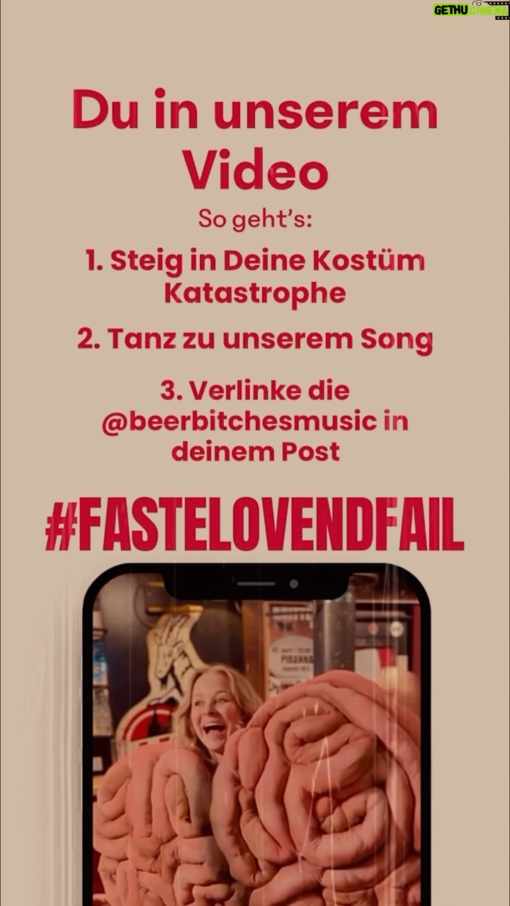 Carolin Kebekus Instagram - Mach mit bei unserer Kostüm-Challenge und sei im BeerBitches Musikvideo dabei! So geht´s: 1. Schlüpf in deine lustigste Kostüm-Katastrophe, deinen Verkleidungsfauxpas oder dein viel zu schönes Selbstnäherkostüm! 2. Tanz zu unserem Song oder schick uns ein Foto. 3. Verlinke die @beerbitchesmusic in deinem Post & mit #FastelovendFail Teilnahmebedingungen: 💡Im Video/Foto dürfen keine unbeteiligten Dritten zu sehen sein 💡Du musst über 18 Jahre alt sein 💡 Unsere Lieblingseinsendungen schaffen es in unser neues Musikvideo! Wenn du dabei bist, hörst du von uns. 💡Es besteht kein Rechtsanspruch auf eine Teilnahme in unserem Musikvideo Dickes Dankeschön an @jasminschwiers für deinen FastelovendFail ❤️ 🎥 ✍️ @et_linchen und @msvanrheinlanden ✂️ @derbuchheim @rene_schlothauer @chris_geletneky @jonas.nmnn @troemmelche_thommy @joschostephan @pavementrecords @gaffel_koelsch @carokebelin @irina_ehlenbeck @nadine_weyer #beerbitches #challenge #FastelovendFail #kostümchallenge #jasminschwiers #fyp #fy #carolinkebekus #kostüme #feierDeinenFastelovendFail