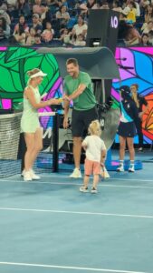 Caroline Wozniacki Instagram - Olivia's Grand Slam debut 🥹 Future AO champ? 🏆 #AO2024