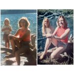 Carrie Bickmore Instagram - Then I got mum to put on my denim cut offs and we waded into a freezing lake 🤣🙈 Swipe for the next. #picsfromthepast