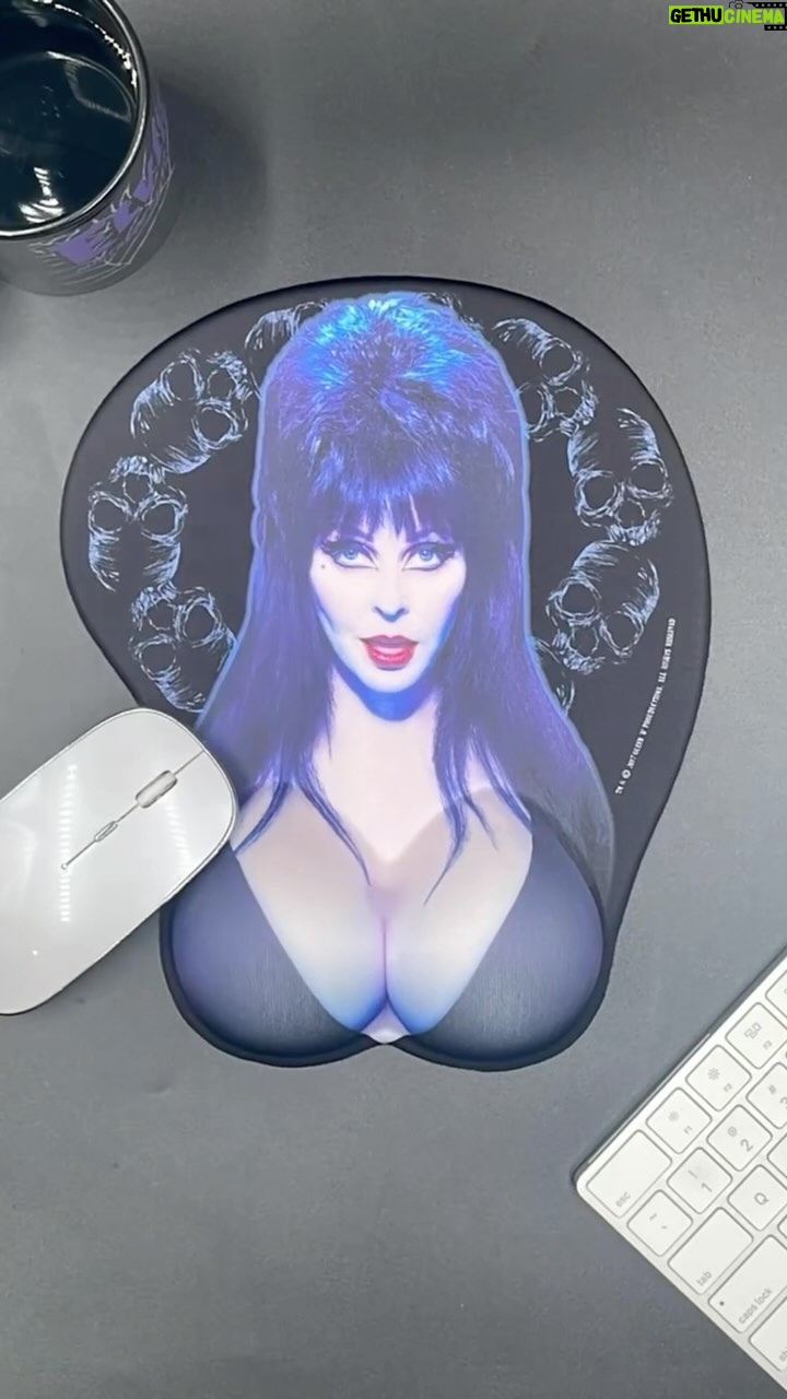 Cassandra Peterson Instagram - Give your wrists the rest they deserve with our @therealelvira mouse pad. π±οΈπ₯ #kreepsville #kreepsville666 #Elvira #elviramistressofthedark #mousepad #officegoth #gothichomewears #wristrest #gothicoffice #gothhome