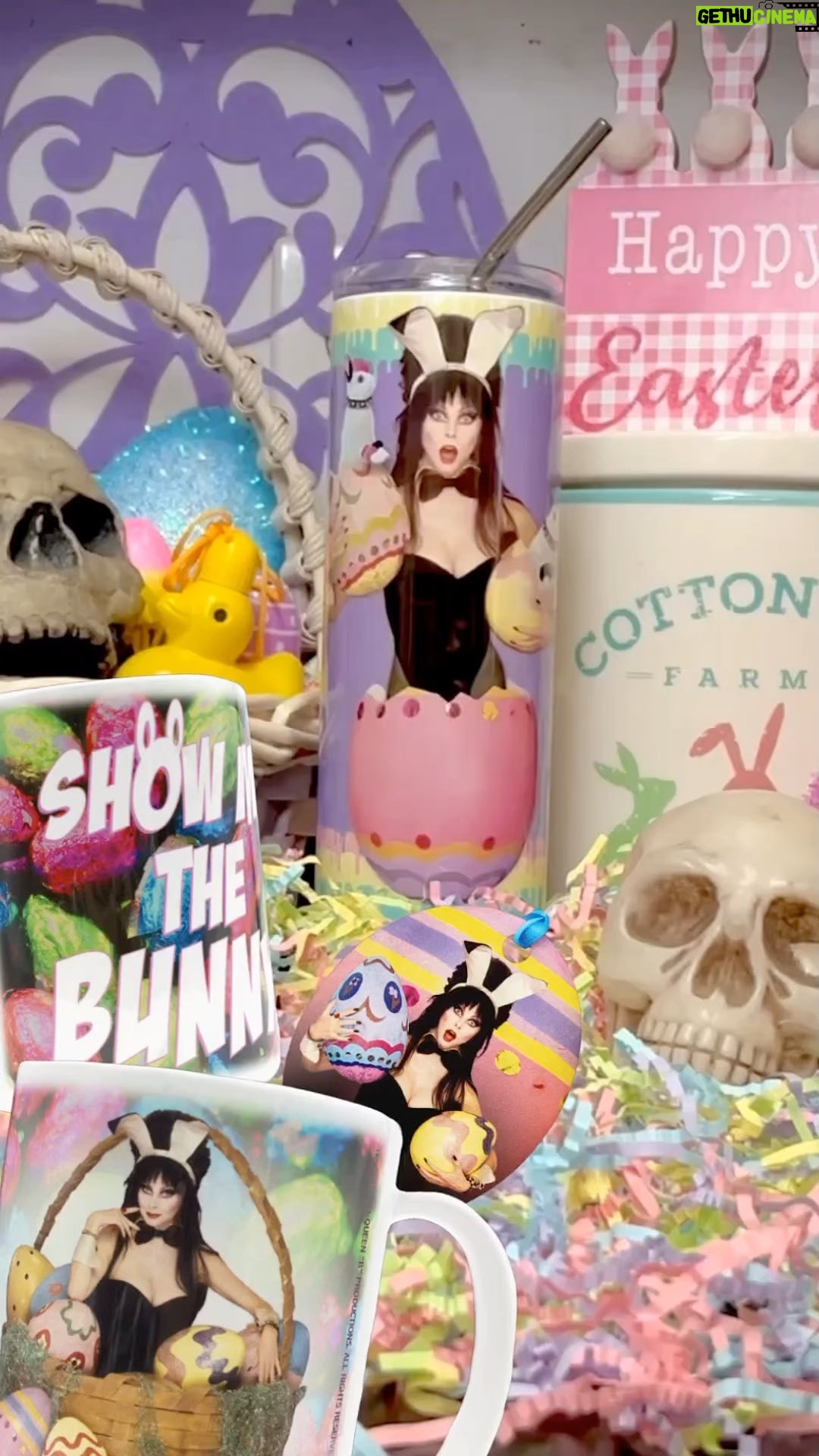 Cassandra Peterson Instagram - Our spooky-cute tumblers and mugs are not for the faint of heart!😉🖤 Our Easter collection promises to be a basketful of naughty surprises so hop on down the bunny trail straight to Elvira’s Bootique to take a peep! 🐇
