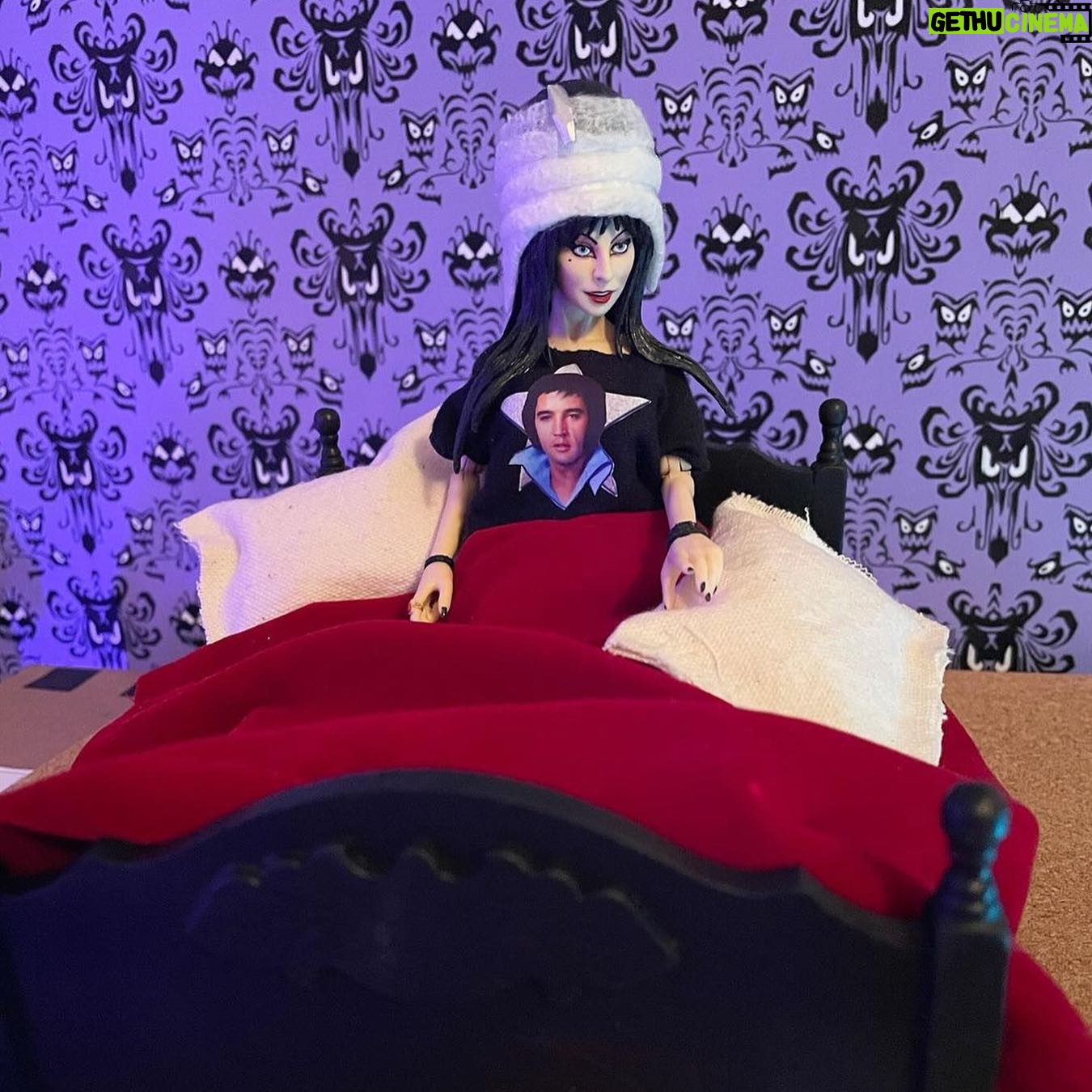 Cassandra Peterson Instagram - @misfit_toy_z recreated the nightmare scene from ‘Mistress of the Dark’ with my @necaofficial action figure! Love it! 🖤 #elvira #elviramistressofthedark #neca #elvis #80s #dreaming #haunted #halloween #ghouls #monster #toys #toycollector #toycollection #toyphotography #toycomunity