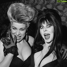 Cassandra Peterson Instagram - #flashbackfriday Partying in NYC, 1983 - The Queen of Halloween and New York’s Queen of the Night @diannebrill Photos by Bobby Sheehan @workingpicturesny #elvira #elviramistressofthedark #diannebrill #nyc #1980s #clublife #bobbysheehan #flashback