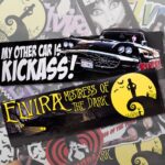 Cassandra Peterson Instagram - Got a favorite place you’d like the Mistress of the Dark to haunt? Grab some of our new spooky @therealelvira stickers and adorn your world with a touch of her dark charm! #elvira #elviramistressofthedark #elvirasbootique #elvirastickers #sticker #stickers #halloweenstickers #horrorstickers #bumpersticker #halloween