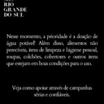 Cauã Reymond Instagram – O Rio Grande do Sul precisa de nossa ajuda. Se cada um fizer um pouco, vira muito. 

👉🏼 Ascendendo Mentes e Gerando Falcões: @ascendendomentes é a regional Sul da ONG @gerandofalcoes, está ajudando pessoas afetadas pelas enchentes. Você pode ajudar pelo pix: CNPJ: 39.974.512.0001-94

👉🏼 CUFA: @cufabrasil @cufars Para quem for do Rio de Janeiro pode doar alimentos não perecíveis, produtos de limpeza e higiene pessoal, água, roupas, calçados, cobertores e muito mais na Sede da CUFA – Madureira, RJ ou pelo pelo pix: doacoes@cufa.org.br.

👉🏼 Através dos Correios vocês podem doar alimentos da cesta básica, água mineral, produtos de limpeza, higiene pessoal e ração pra animais nos estados de São Paulo, Rio de Janeiro, Minas Gerais, Santa Catarina, Paraná, Distrito Federal e todos os estados do Nordeste, além de parte das unidades do Rio Grande do Sul. A logística será feita de forma gratuita. Outros estados estão sendo incluídos, mais informações em @correiosoficial. 

#SOSRioGrandeDoSul