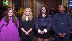 Cecily Strong Instagram - Very very very lucky and grateful to get to work with these brilliant wonderful people. Thank you to the Academy for all these wonderful nominations. Including AIDY AND KENAN GETTING DOUBLE NOMINATIONS WHOAH WHOAH WHOAH EXCUSE ME?!?! BOWEN MAKING HISTORY (as uszh) AS THE FIRST FEATURED PLAYER TO BE NOMINATED. YES ICEBERG!!! KATE GETTING NOMINATED FOR HER SEVENTH YEAR IN A ROW I THINK WHICH IS LIKE- HAS ANYONE EVER DONE THAT?!? QUERN!!!! I loved being with these people for so many years, but last year especially. Watching Heidi and Ego truly dominate the writers table every week and write and perform some of the greatest bits on snl! Watching Andrew, Lauren, and Punkie figure out a very confusing job during a very confusing time. Standing with my friends at that last show in front of an audience who came in and stood up for the entire beginning because they knew how much it meant to have an audience and so they said “well we will be the best audience you’ve ever seen in your whole life”. Laughing in the hallway with Beck and Kyle and Fran after the show and maybe that was secretly my favorite part of the week because holy shit they are so funny. The best after party when you can’t have an after party. Watching Chris and Pete make some of the greatest music videos we’ve ever done, somehow! Watching Alex effortlessly slide into playing Biden like it wasn’t such a huge fucking undertaking and under the biggest microscope. Having a coworker like Mikey Day, one of the most prolific and funniest writers and performers on the show ever, who also lets you fully crash into him and roll over his body in a deflating rubber ball. Watching Chloe kill her first big cold open and then doing it again a couple weeks later! Getting to play at an update desk with two old pals who’ve made that desk somehow the most joyful playhouse in the building. And of course, getting to hear Melissa sing Dolly and share her big heart and big smile and big fake titties with the world. Last year was a freaking honor, truly. ❤️❤️❤️