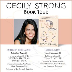 Cecily Strong Instagram - Thank you to Heidi, Bowen, and Chanel Miller for sharing your time to be part of this incredibly special to me (and hopefully some others) book. I’m truly so honored. And thank you to Oblong Books for partnering up to pre-sell autographed copies. Worth all the hand cramping in the world. Please pardon my writing because it starts to get weird after a while and I wonder how many different personality traits a handwriting expert could detect. I’m a little all over the place, so link to all the book info is in my bio ❤️🌼