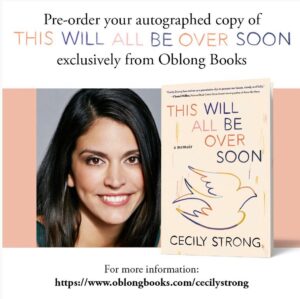 Cecily Strong Instagram - Thank you to Heidi, Bowen, and Chanel Miller for sharing your time to be part of this incredibly special to me (and hopefully some others) book. I’m truly so honored. And thank you to Oblong Books for partnering up to pre-sell autographed copies. Worth all the hand cramping in the world. Please pardon my writing because it starts to get weird after a while and I wonder how many different personality traits a handwriting expert could detect. I’m a little all over the place, so link to all the book info is in my bio ❤️🌼