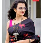 Chaithania Prakash Instagram - 🖤✨ Saree: @swayamvarasilksindia Muah: @_ma_ri_ya_m__m_ Styling: @leirakuncysiby
