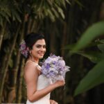 Chaithania Prakash Instagram - 🕊🤍 Airbrush makeup done with Christian gown for @briella.in Amazing gown : @briella.in Bouquet : @briellaflorals Photography : @sharon.shyam @storiesbysharonshyam Makeup & hairstyle : @soumyashyam_makeupartist Location : whispering water resort Reels : @jeeva_balakrishnan @sumin_s_kumar Thanks : @shinil__vinod