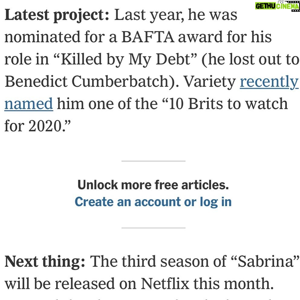 Chance Perdomo Instagram - Honoured to kick off #2020 with @nytimes for their popular “Up Next” feature, highlighting rising talent in the areas of entertainment, arts & culture. Dope to follow the likes of @awkwafina - Link in bio.