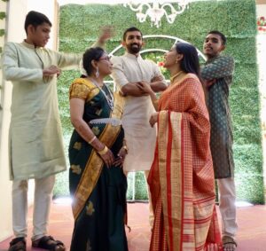 Charithra Chandran Instagram - Big Fat Indian Wedding ❤️
.
.
.
It took me 20 minutes to get my brothers to just look at the camera, I almost died trying to get a picture of them all smiling in one 🙂