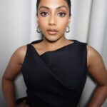 Charithra Chandran Instagram - All dressed up ✨ . . . . Styling: @hollyevawhite wearing @monicavinader jewellery and H&M x Mugler dress Makeup: @sofiamariamua using @charlottetilbury