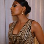 Charithra Chandran Instagram - Sparkling up the night for @condenasttraveller and @cartier diwali party 🎇🎆 Thank you @diviathani and @laurentfeniou for such a joyful, special evening ❤️ Styling: @hollyevawhite in @cartier and @manishmalhotraworld @manishmalhotra05 Hair: @patrickwilson Makeup: @kennethsohmakeup