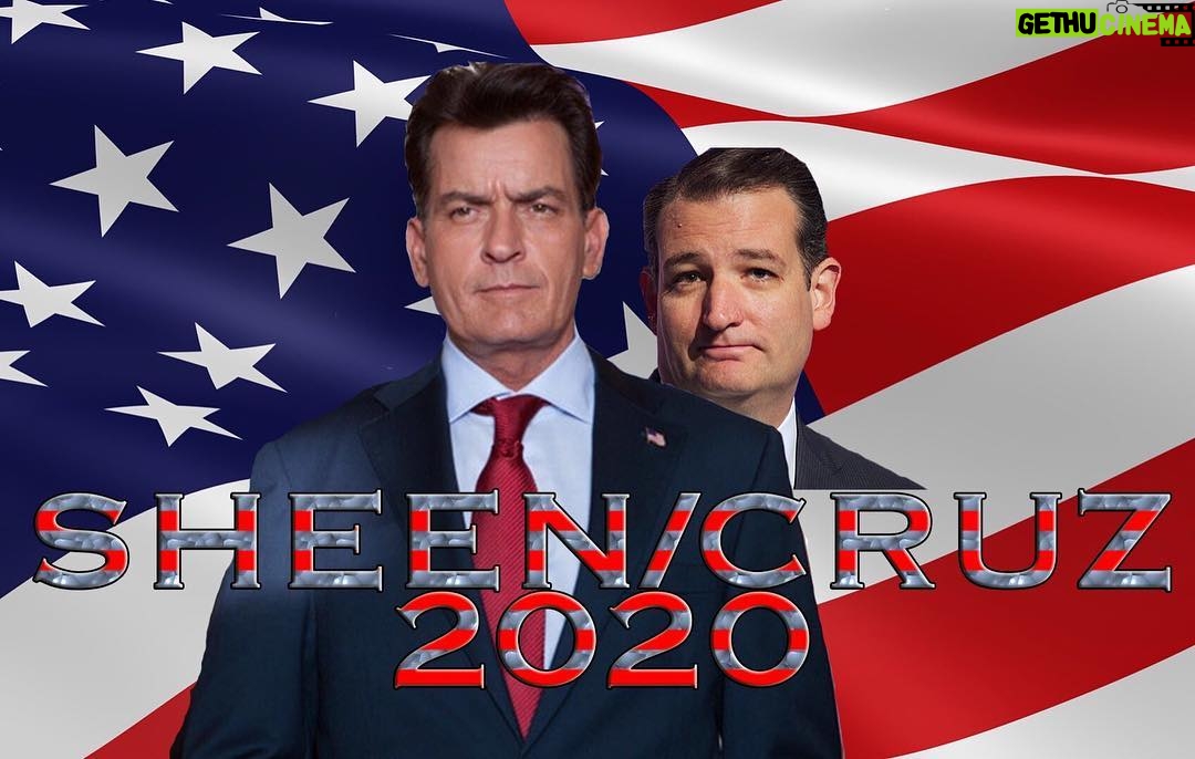 Charlie Sheen Instagram - C'mon, @sentedcruz, in 4 years we can unseat this guy!! You bring the AWESOME, I'll bring the WINNING!! © #SheenCruz2020