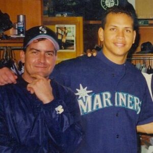 Charlie Sheen Instagram - it's
beyond
fabulous,
that this epic
#throwbackthursday
moment with
@arod 
is perfectly linked 
to @mrpeanutofficial &
Super Bowl Sunday!

#CrunchTime
#AD ❗️©️❗️