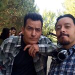 Charlie Sheen Instagram - "Vote for Pedro" On set for #MadFamilies