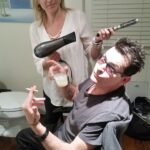 Charlie Sheen Instagram - doing my best to, 'back off on the handsome' as the Jann-iss, primps and grooms the sheen, prior to a - @madfamilies - premiere/reunion carnival ! ©