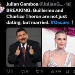 Charlize Theron Instagram - Oh, and I got married! Love you, honey! ❤️ @iamguillermo #Guillermotilldeathdouspart #Oscars
